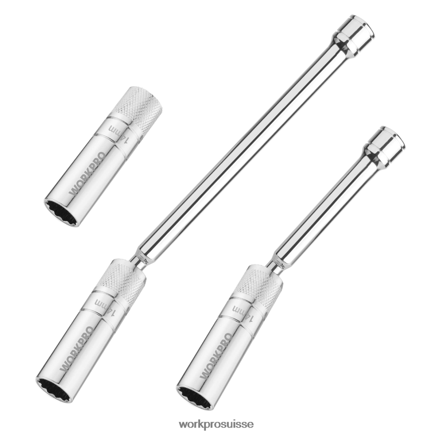 Jeu de 3 douilles murales fines de 14 mm avec extensions de 6 et 10 pouces, jeu de douilles magnétiques pivotantes pour bougie d'allumage Z2LXTF143 utile WORKPRO outil Jeu de 3 douilles murales fines de 14 mm avec extensions de 6 et 10 pouces, jeu de douilles magnétiques pivotantes pour bougie d'allumage Z2LXTF143 utile WORKPRO outil