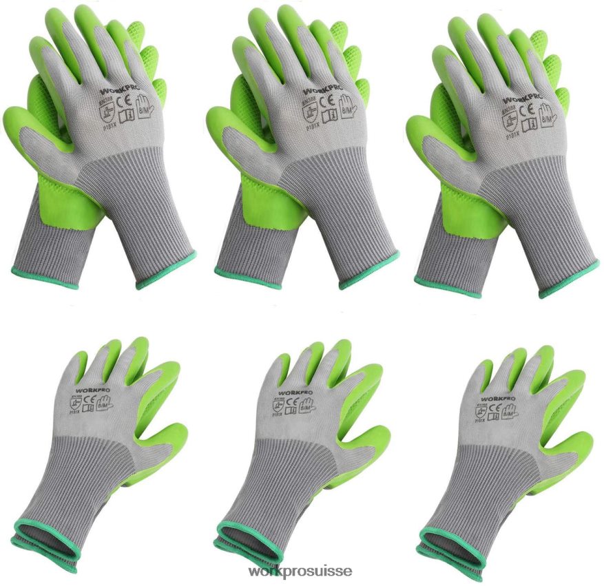 6 paires de gants de travail de jardin avec paume enduite de latex écologique Z2LXTF275 utile WORKPRO outil 6 paires de gants de travail de jardin avec paume enduite de latex écologique Z2LXTF275 utile WORKPRO outil